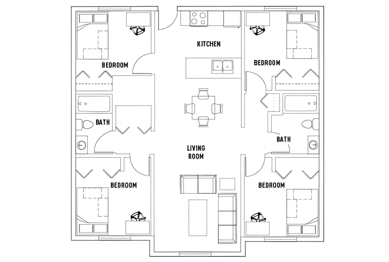 University Village, Tallahassee – Room in Pavilion: 4 Bed - 2 Bath
