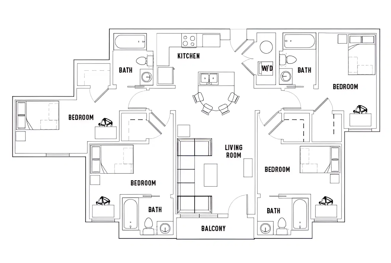 Plaza On University, Orlando – Room in 4 Bed - 4 Bath B