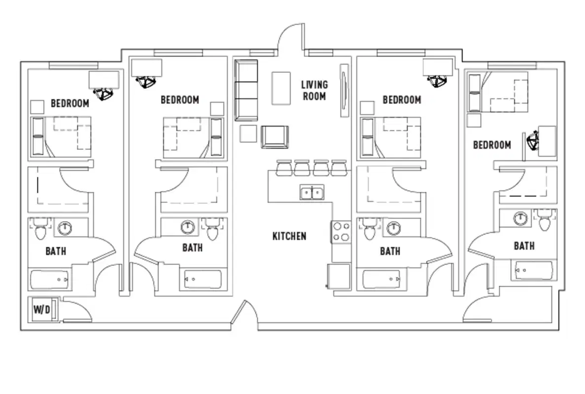 Stadium Centre, Tallahassee – Room in Edge: 4 Bed - 4 Bath A