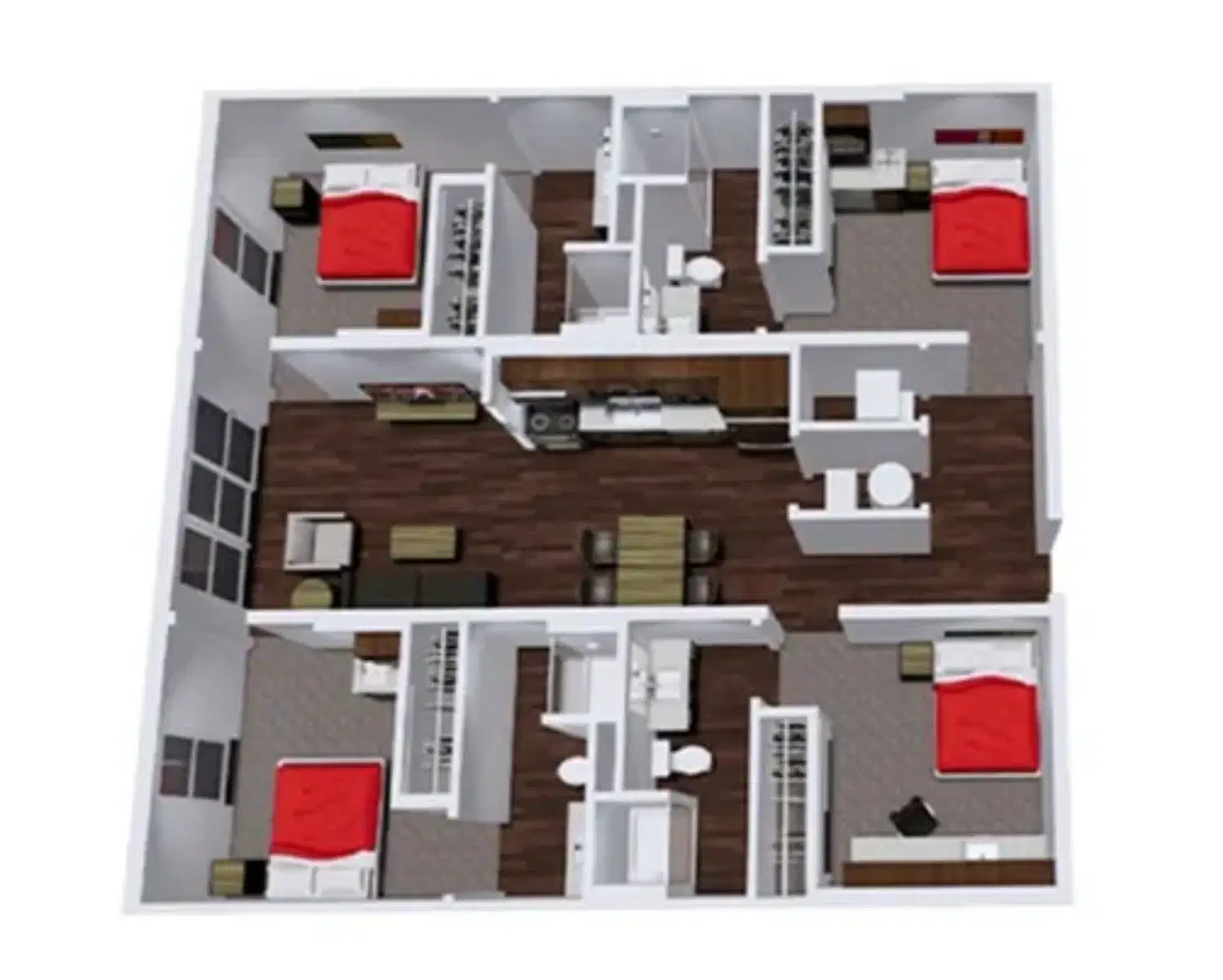 The View On Pavey Square, Columbus – 4x4 Kitchenette/Balcony | Room in 4 Bedroom 4 Bathroom