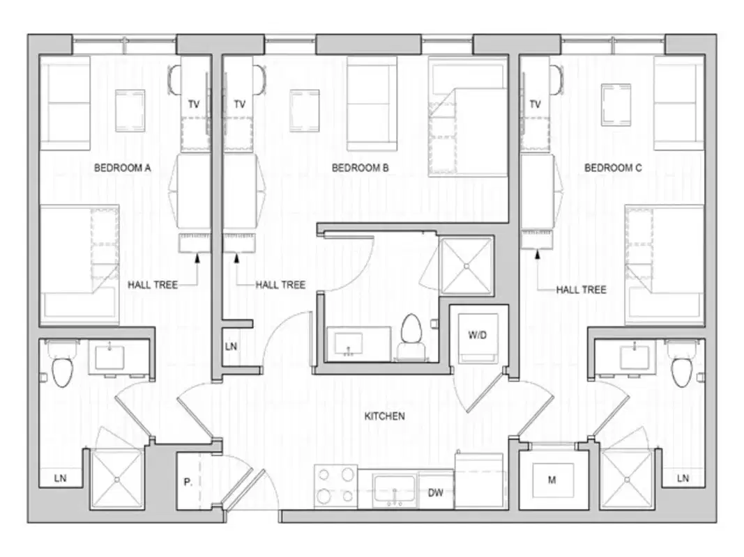 HERE Pittsburgh, Pittsburgh – 3x3 Suite Room in 3 Bedroom 3 Bathroom