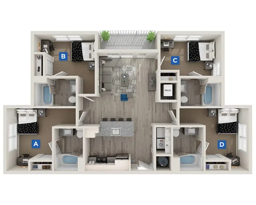The Station at Buffalo, Buffalo – Dogwood Room in 4 Bedroom 4 Bathroom