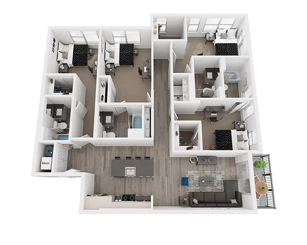 The Metropolitan Gainesville, Gainesville – Room in 4 Bedroom 4 Bathroom | D2