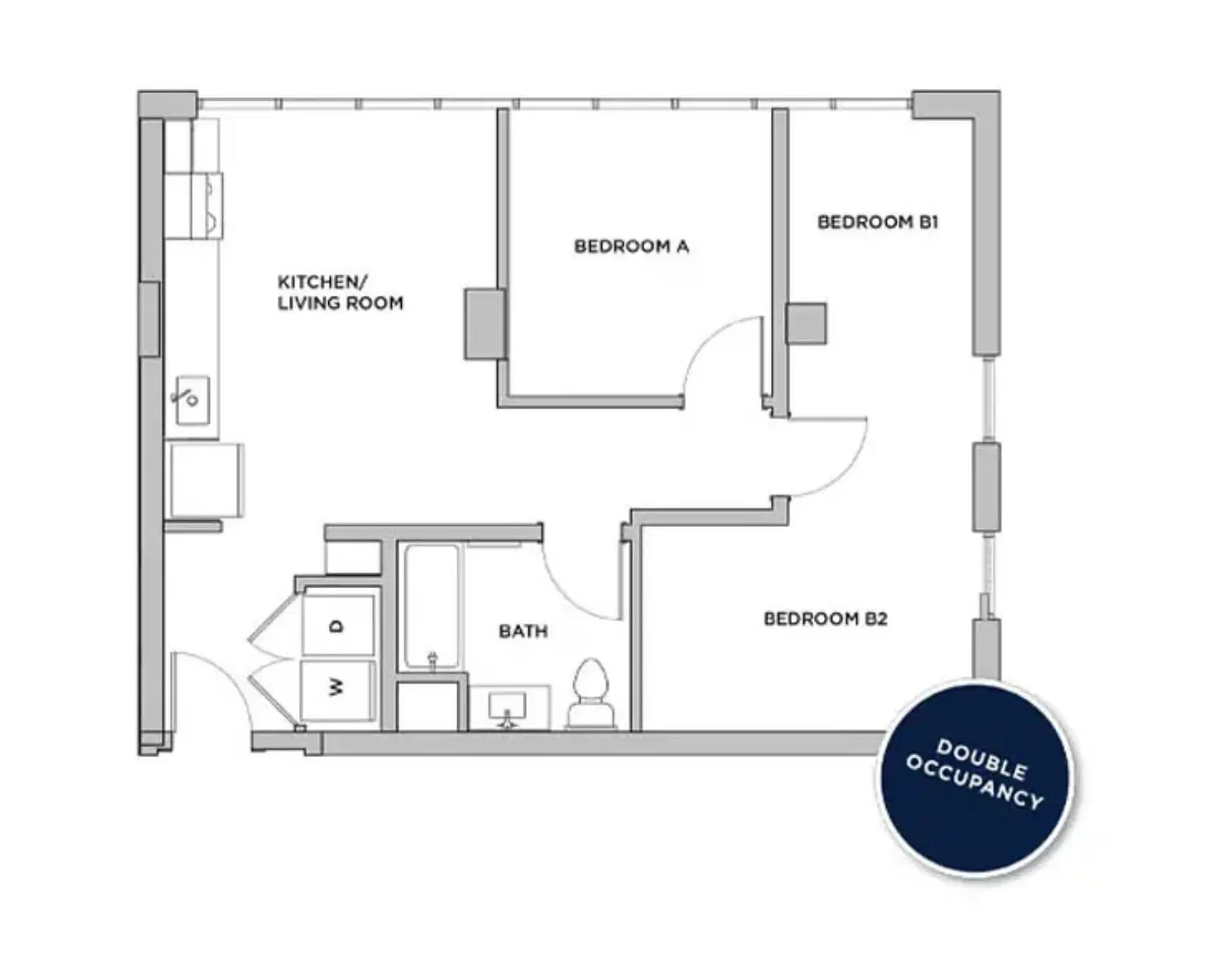 The Standard at Seattle, Seattle – Room in 2 Bedroom 1 Bathroom | B12