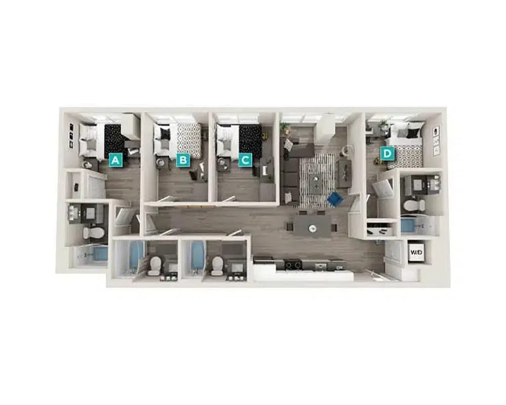 The Standard at Seattle, Seattle – Room in 4 Bedroom 4 Bathroom | D8