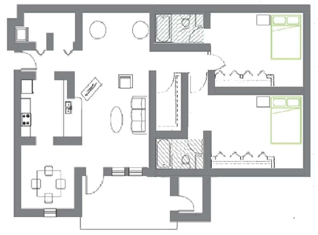 Woodland Mews, Ann Arbor – Room in 2 Bedroom 2 Bathroom | G 1st floor-wm220f1w