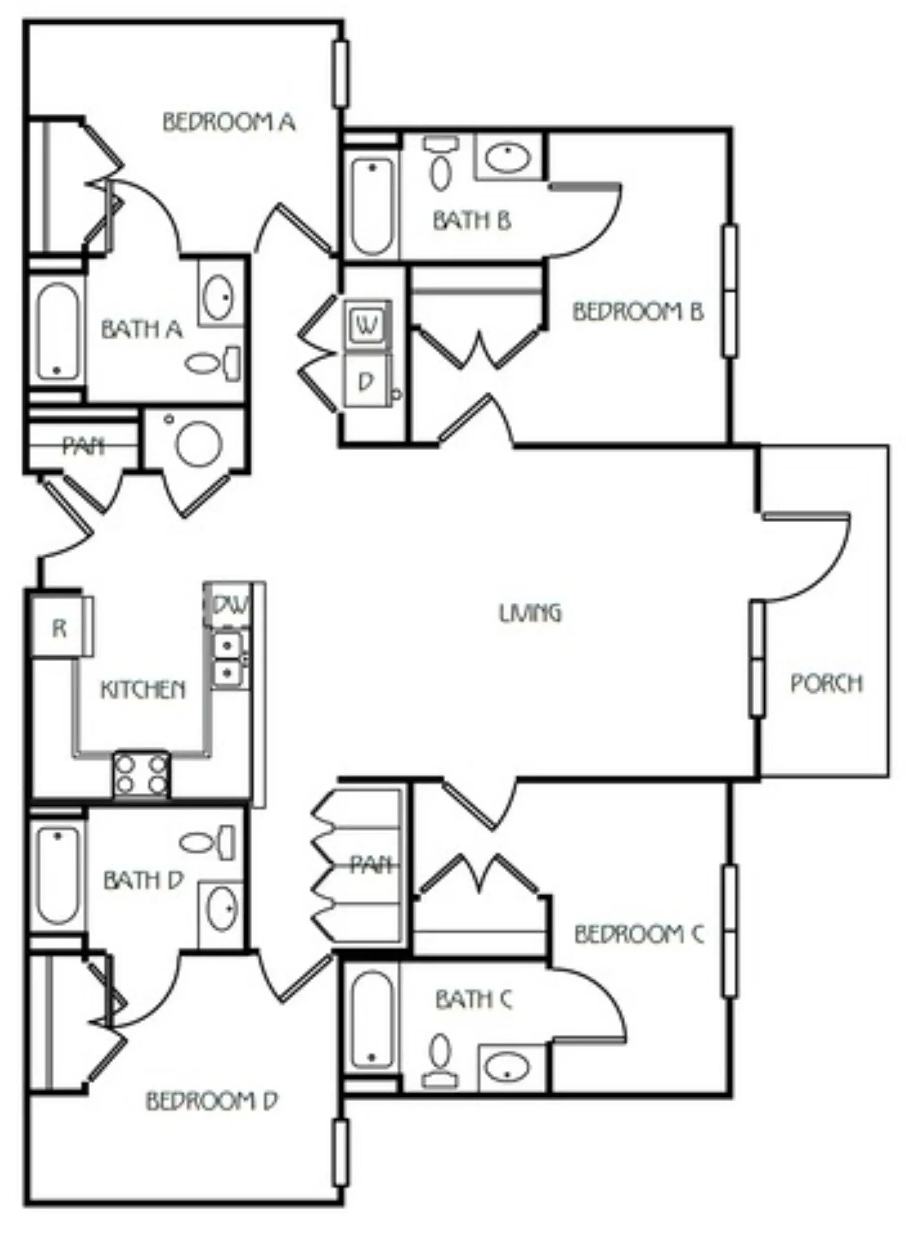The Waverly, Newark – Orchard - South 4X4 Room in 4 Bedroom 4 Bathroom