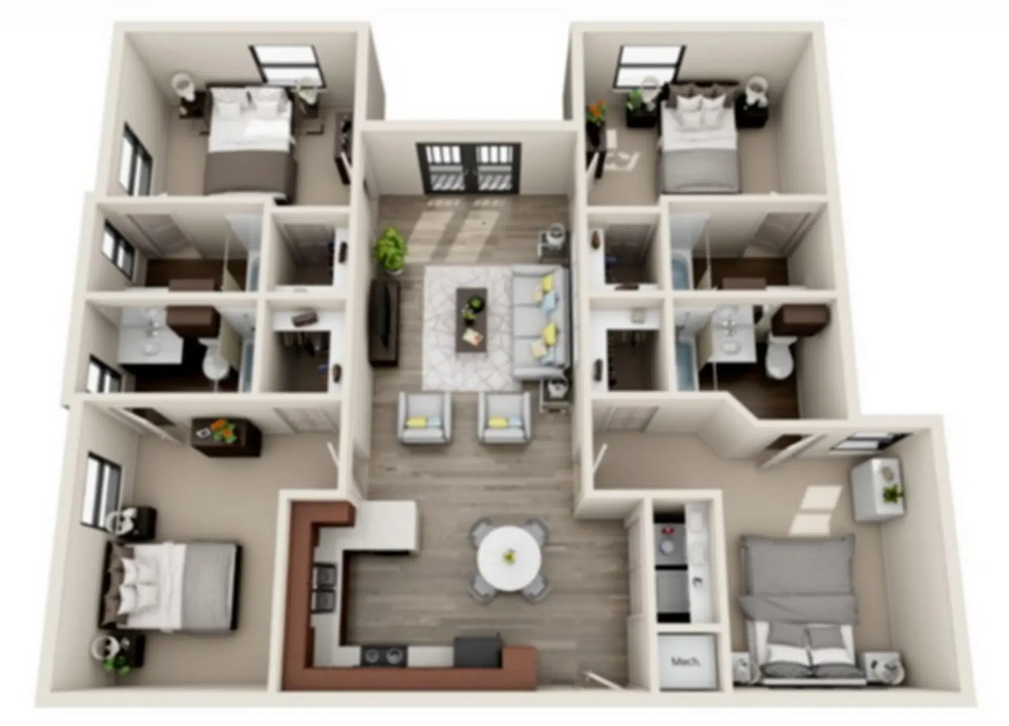 Midtown 905, Denton – 4x4 - D1 VIP Room in 4 Bedroom 4 Bathroom