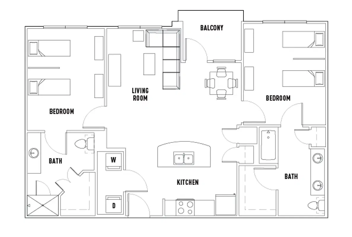 The Block, Austin – Room in 23rd: 2 Bed - 2 Bath D Premium Shared Bedroom