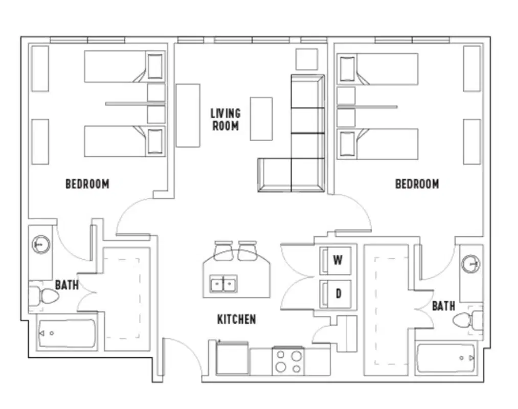 The Block, Austin – Room in 28th: 2 Bed - 2 Bath B Shared Bedroom