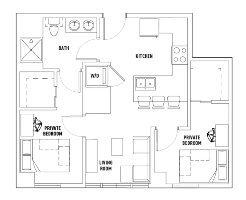 The James, Madison – Room in 2 Bed - 1 Bath B Private