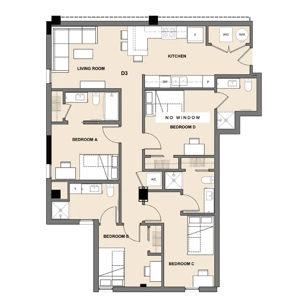 Inspire On 22nd, Austin – Room in 4 Bedroom 4 Bathroom | D3