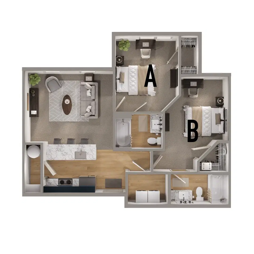 Gateway Lofts Cincinnati, Cincinnati – Room in 2 Bedroom 2 Bathroom | 2X2