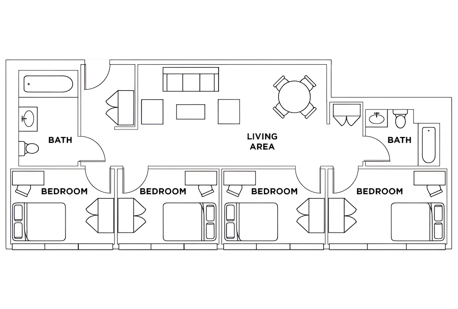 Parkside Student Residence, Toronto – 4 Bedroom 2 Bathroom Penthouse Suite