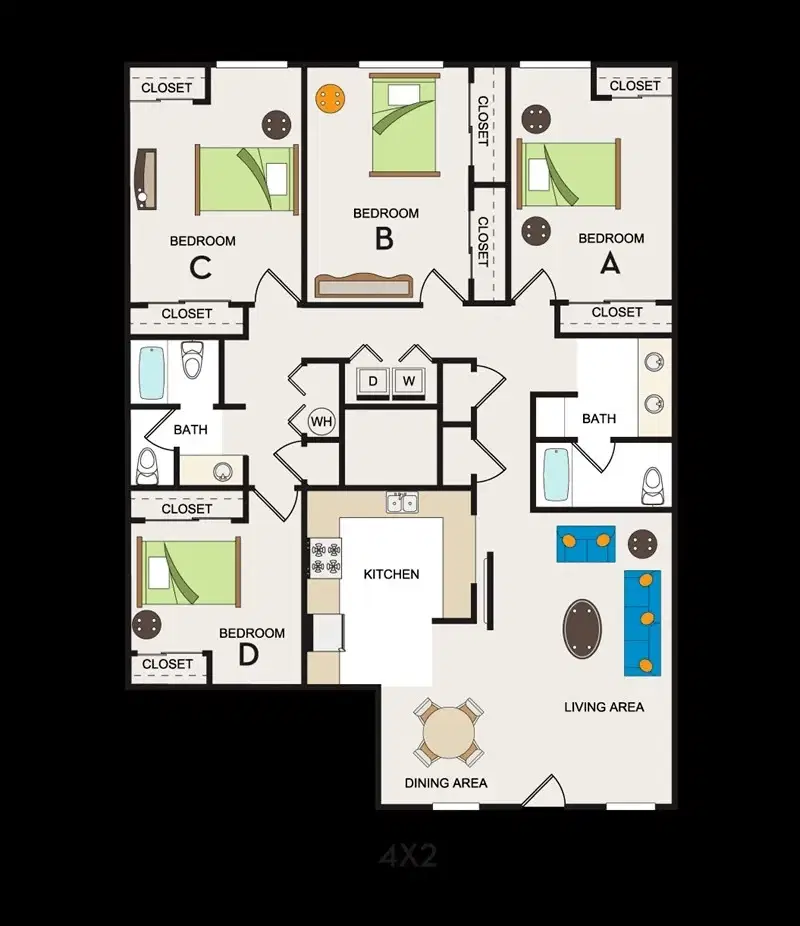 Oakshade Commons, Davis – 4 Bed 2 Bath