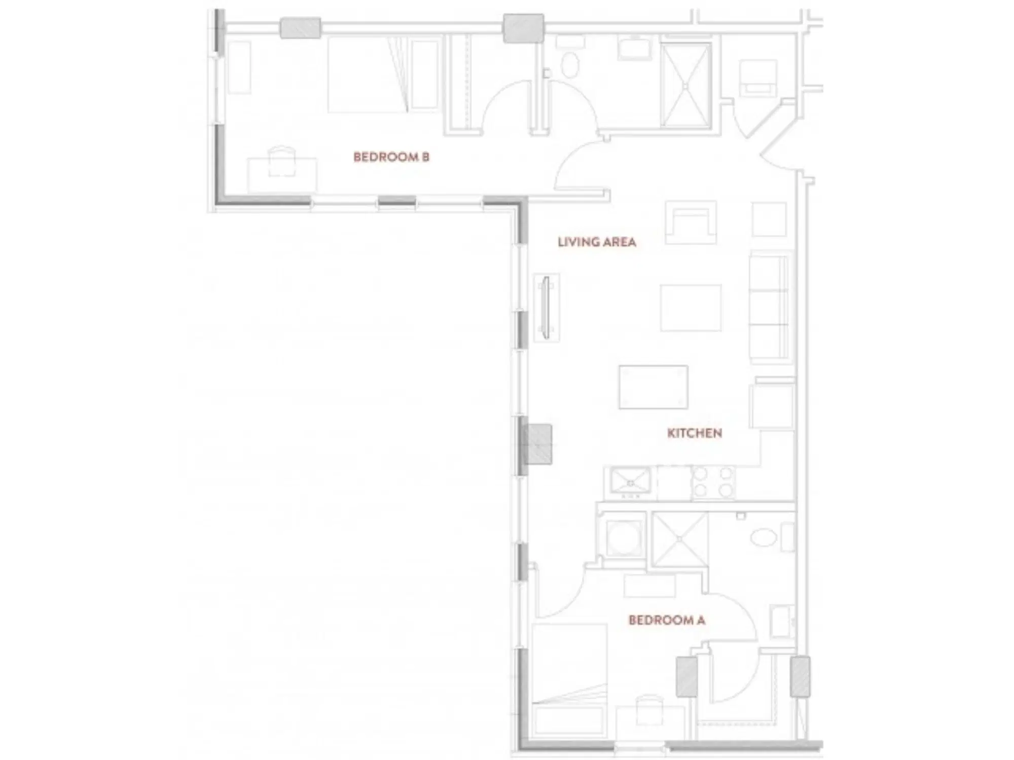 Foundry Lofts, Ann Arbor – Room in A 2 Bedroom 2 Bathroom | B5