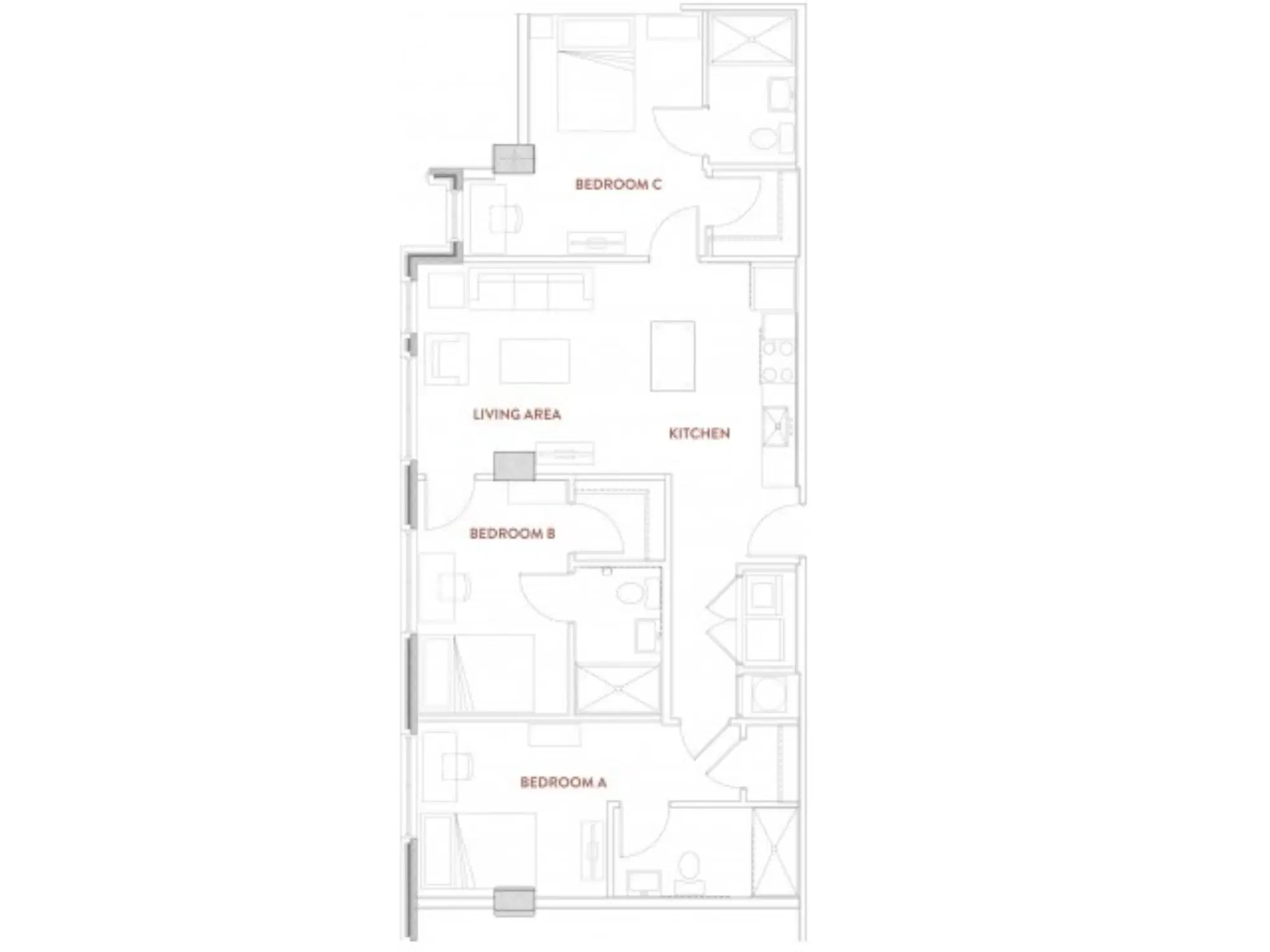 Foundry Lofts, Ann Arbor – Room in A 3 Bedroom 3 Bathroom | C1
