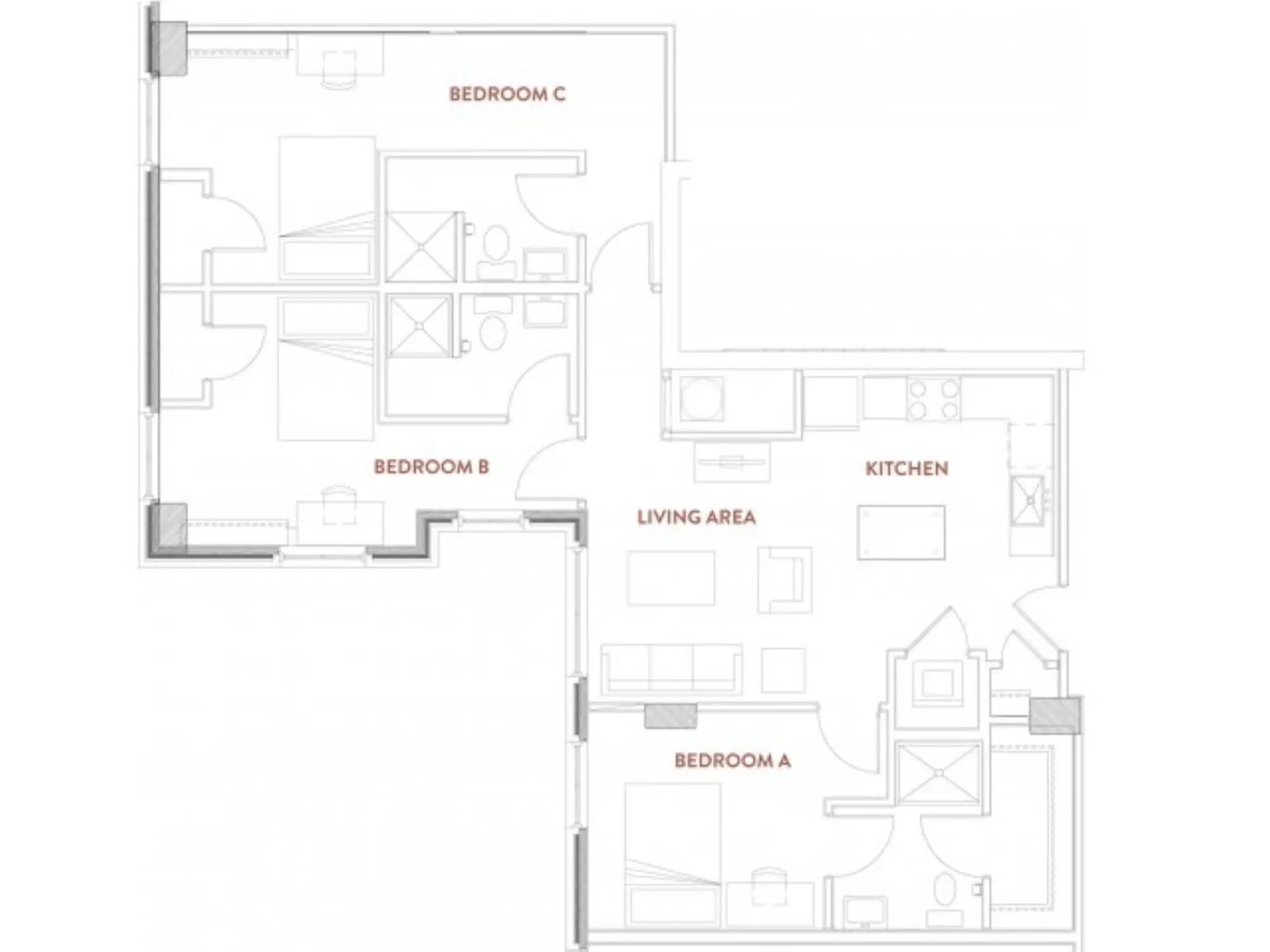 Foundry Lofts, Ann Arbor – Room in A 3 Bedroom 3 Bathroom | C2
