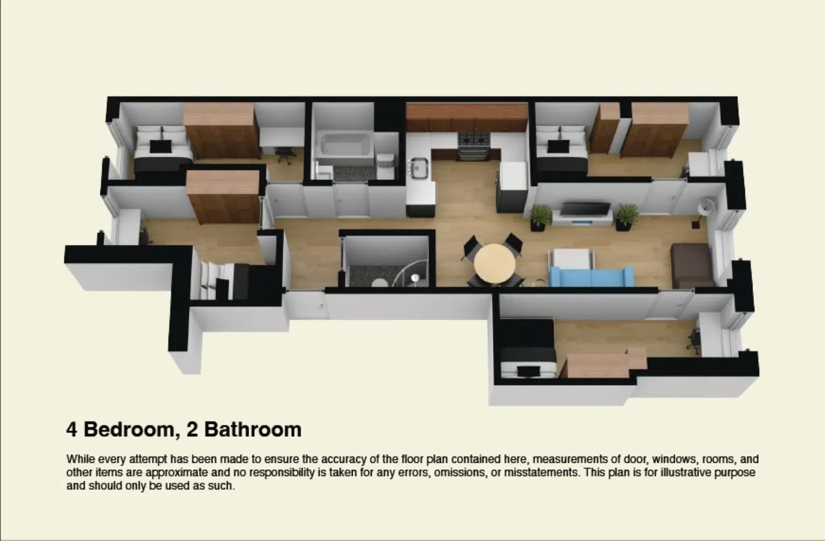 Palay, Montreal – 4 Bedrooms 2 Bathrooms Apartment