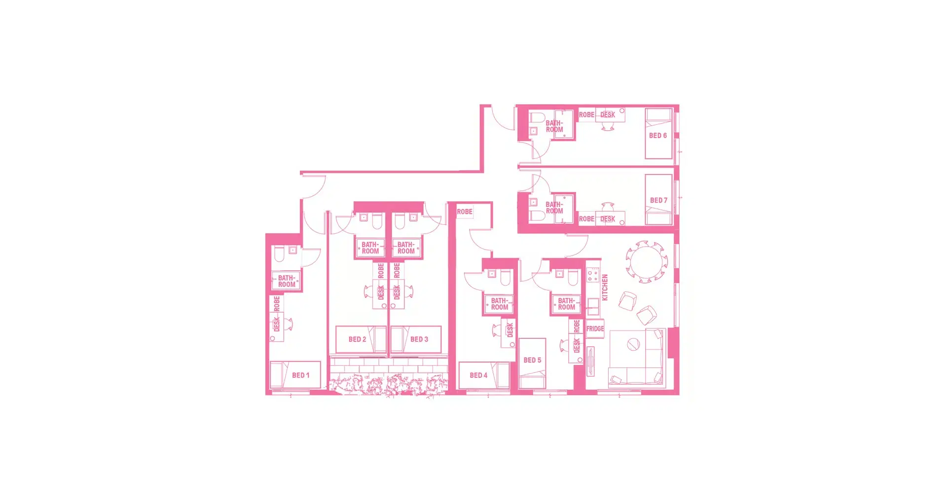 Scape Waymouth, Adelaide – 7 Bedroom Ensuite, King Single Bed