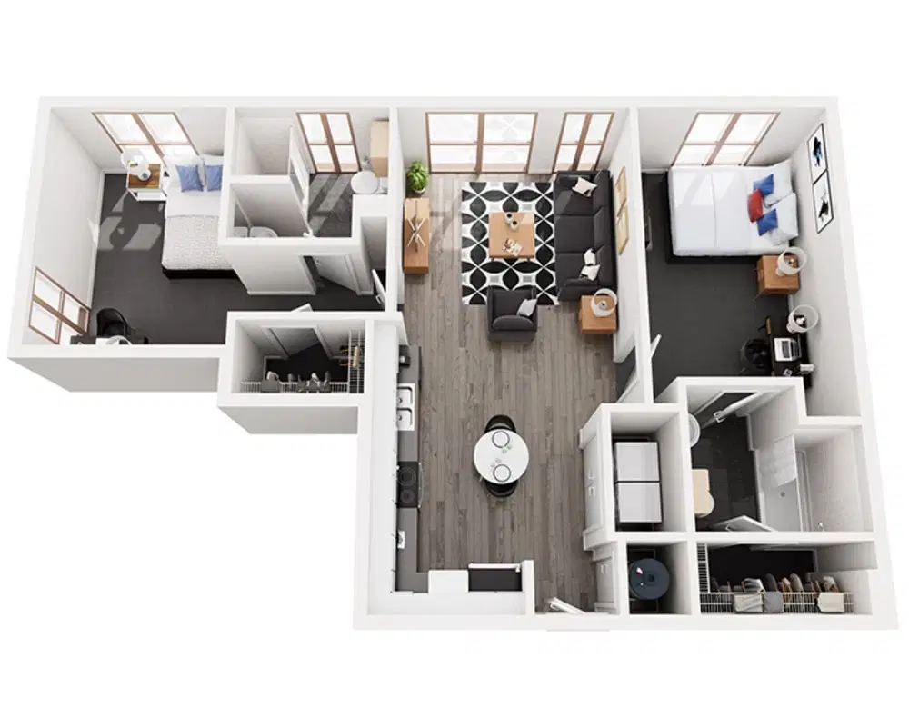 Foundry Lofts, Ann Arbor – Room in A 2 Bedroom 2 Bathroom | B3b Double Occupant