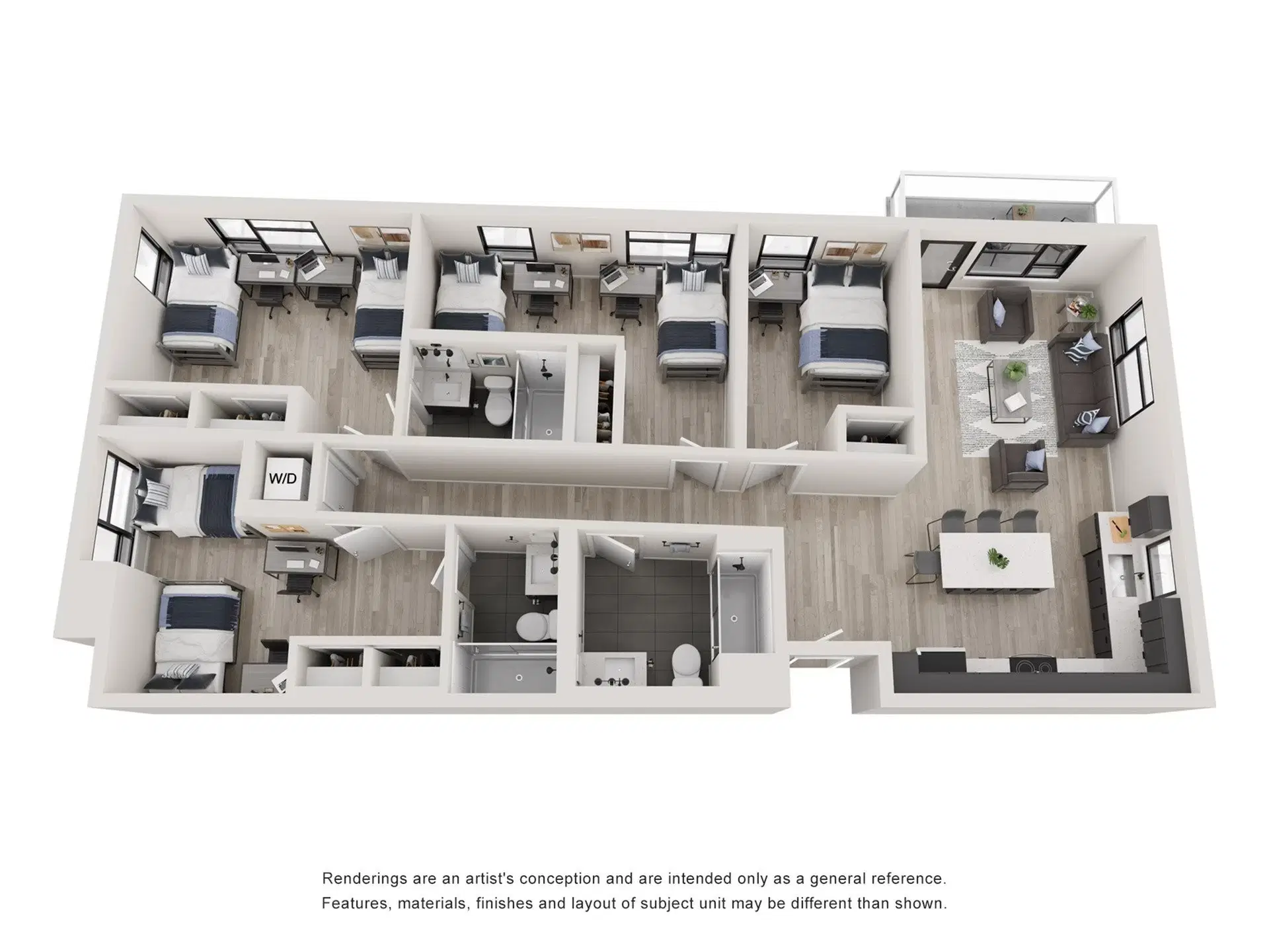 Tessera, Los Angeles – Room in A 3 Bedroom 3 Bathroom | D4