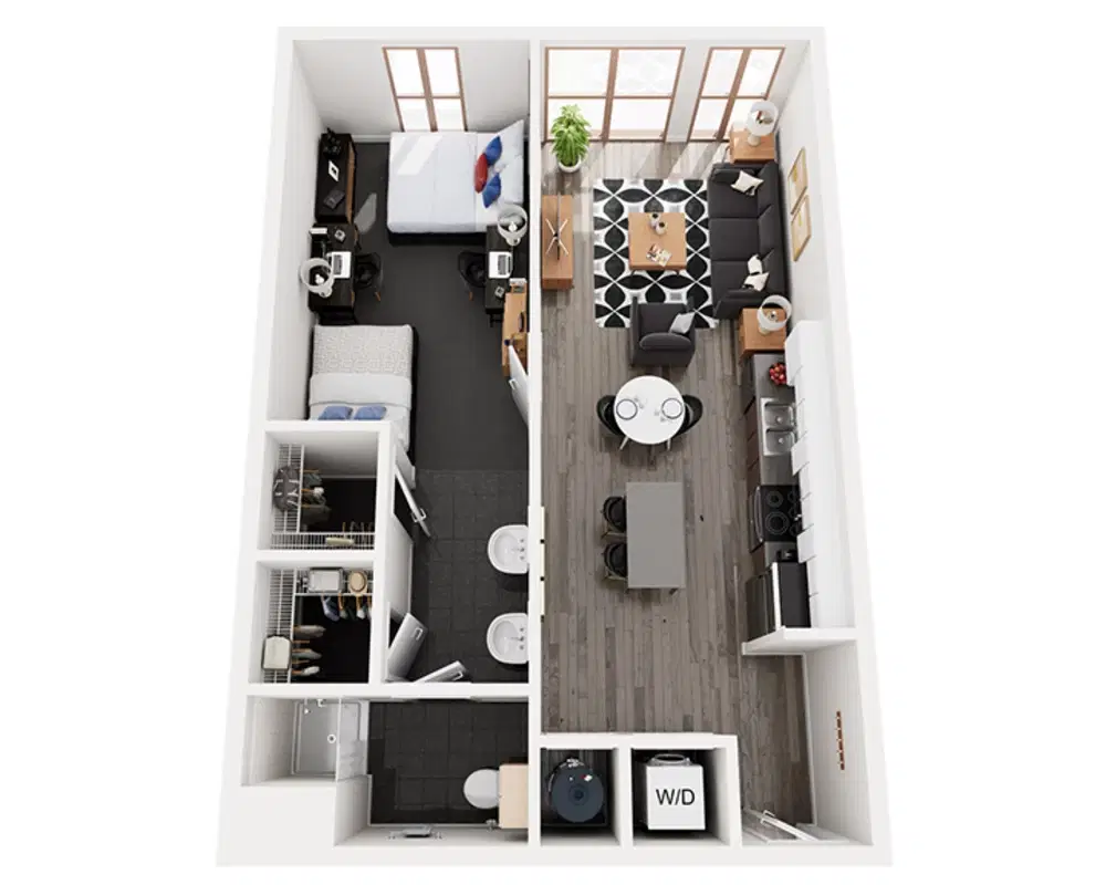 Foundry Lofts, Ann Arbor – Room in A 1 Bedroom 1 Bathroom | A2