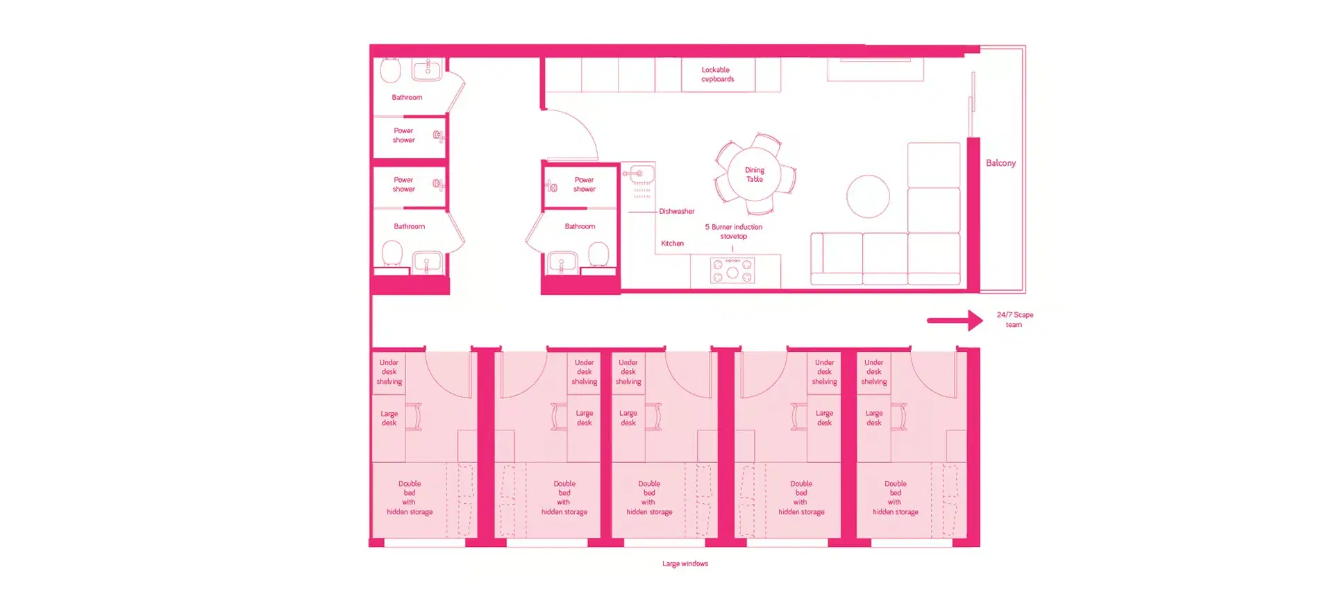 Scape Toowong, Brisbane – 5 Bedroom Ensuite, Double Bed