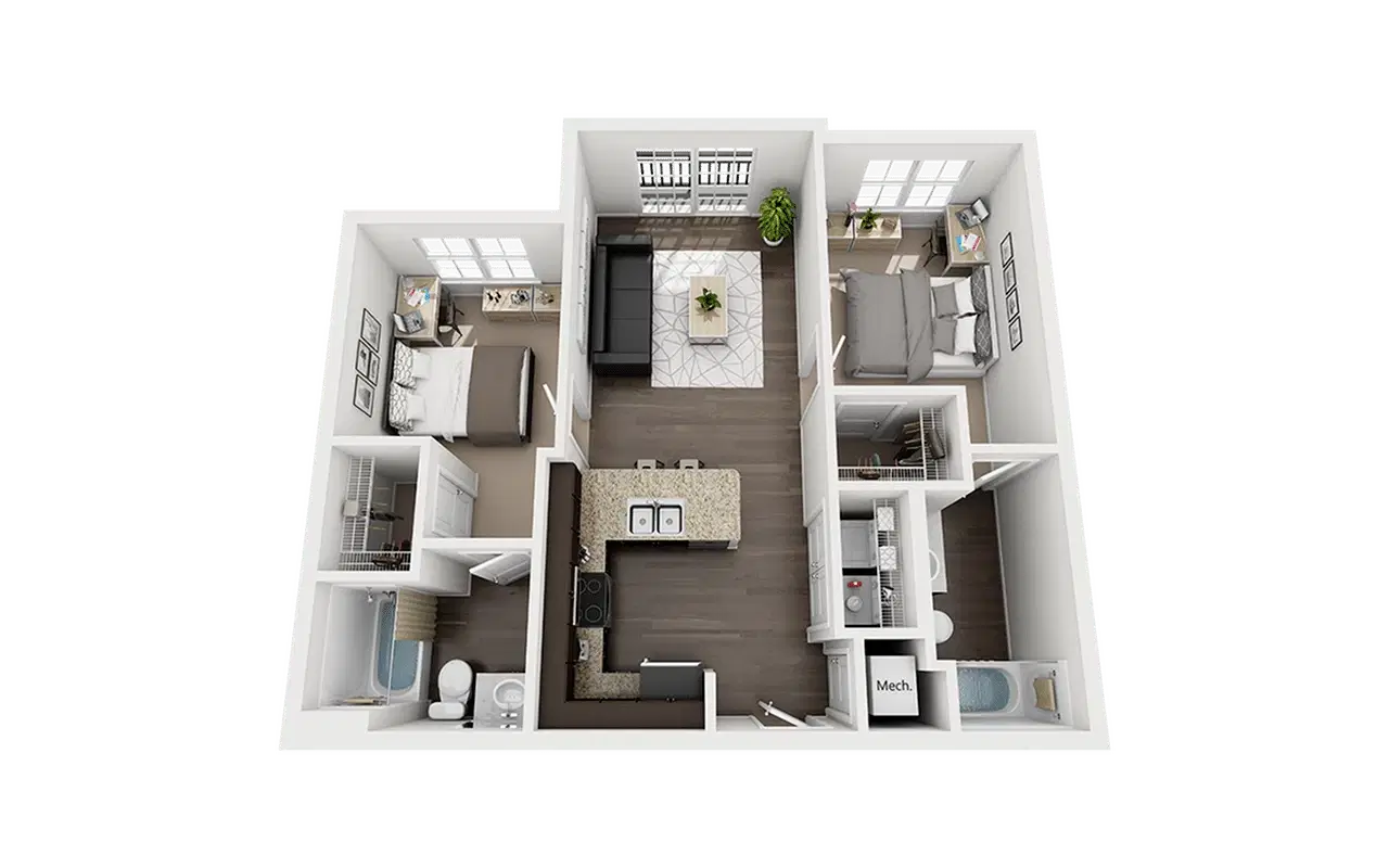 The Eastern On 10th, Greenville – Private Room - B2 (2 Bed - 2 Bath)