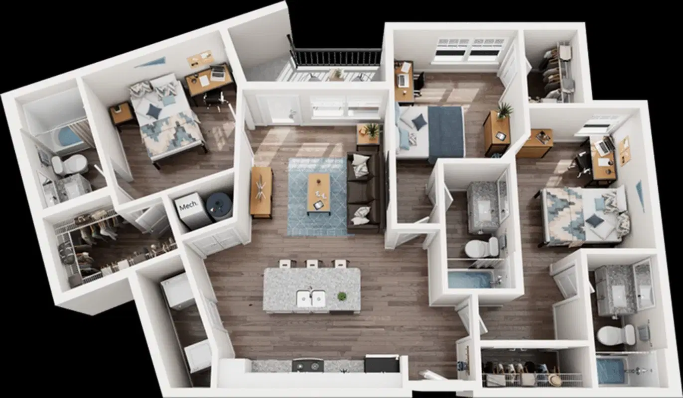 Quantum On West Call, Tallahassee – Private Room - C3 (3 Bed - 3 Bath)