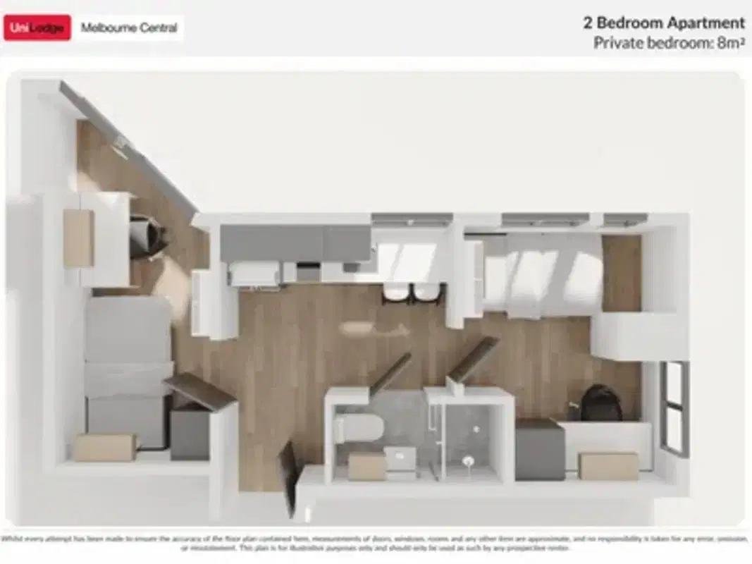 UniLodge Melbourne Central, Melbourne – 2 Bedroom Apartment