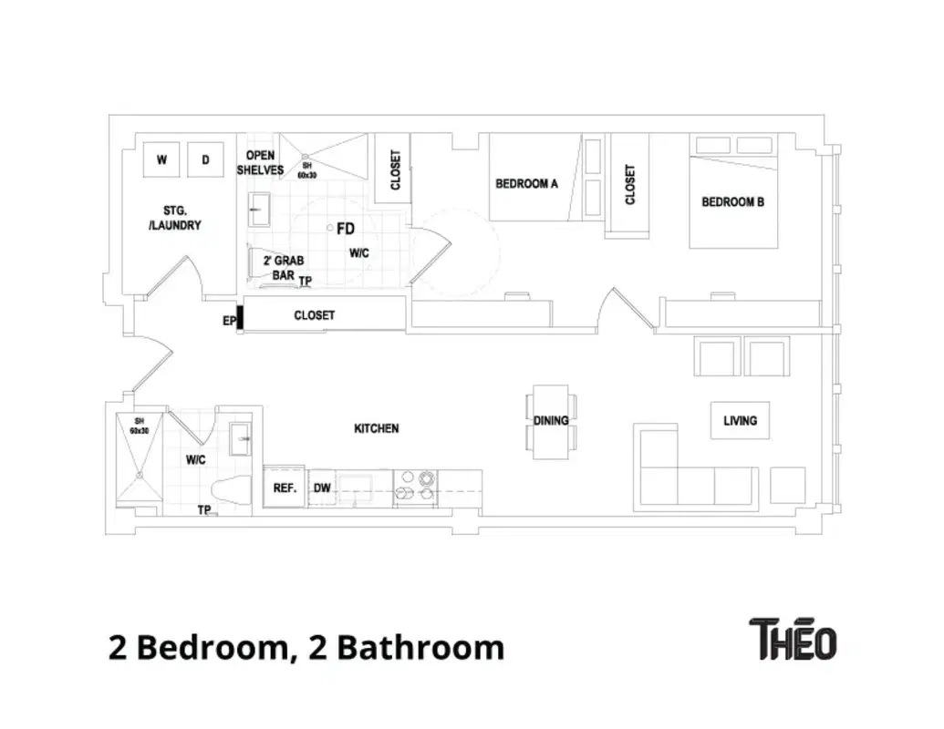 Theo, Ottawa – 2 Bedroom 2 Bathroom