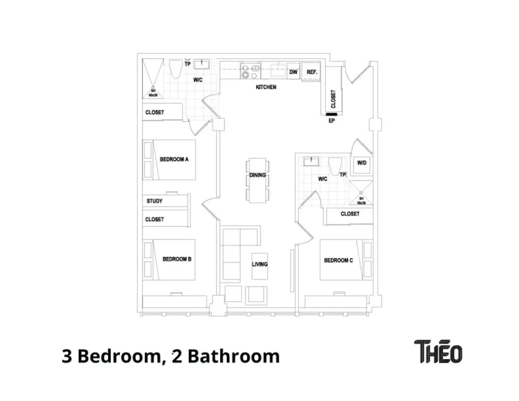 Theo, Ottawa – 3 Bedroom 2 Bathroom
