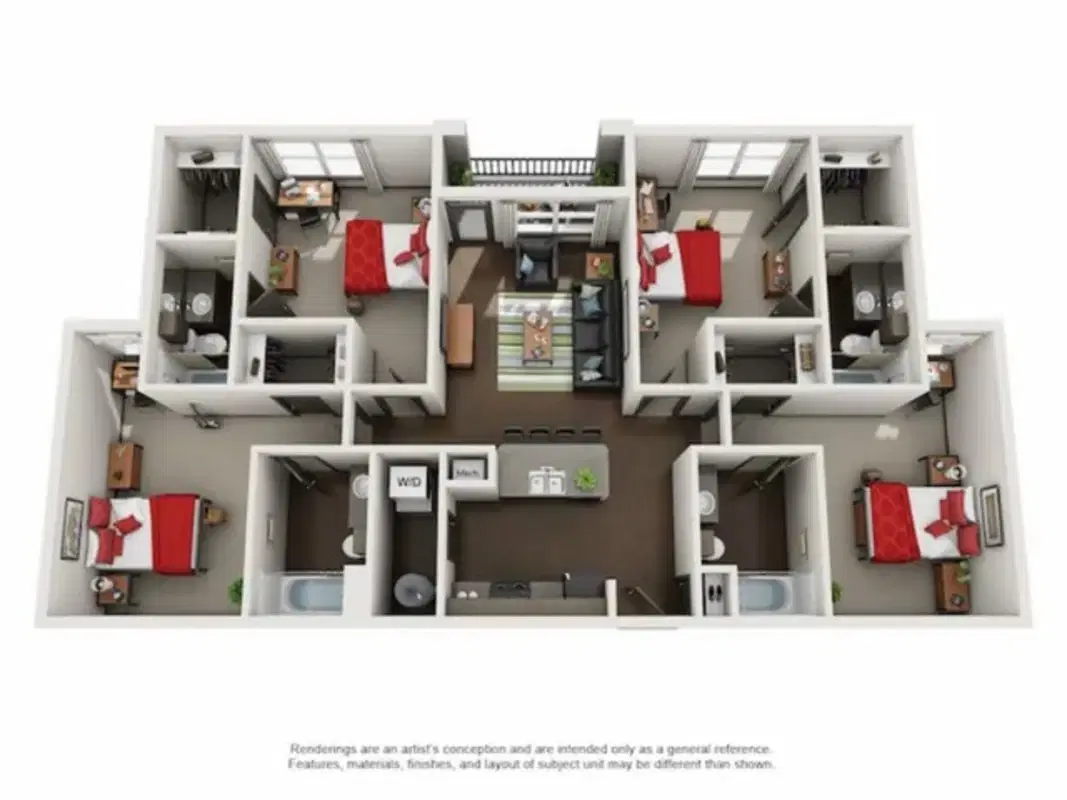The Crimson, Tuscaloosa – Room in a 4 Bedroom 4 Bathroom | D1
