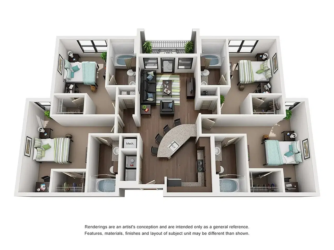 The Domain At Columbia, Columbia – Room in a 4 Bedroom 4 Bathroom | D1