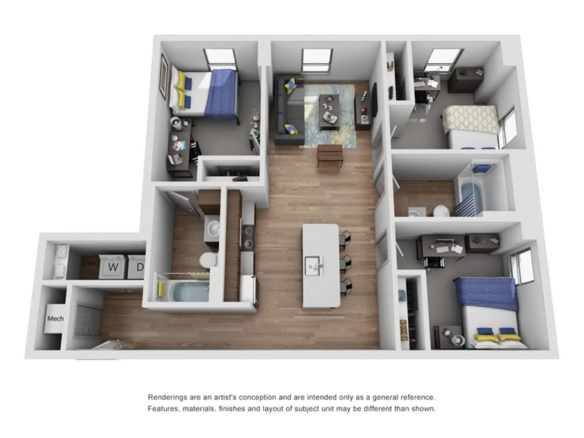 The Yard, Ann Arbor – 3 Bedroom 2 Bathroom