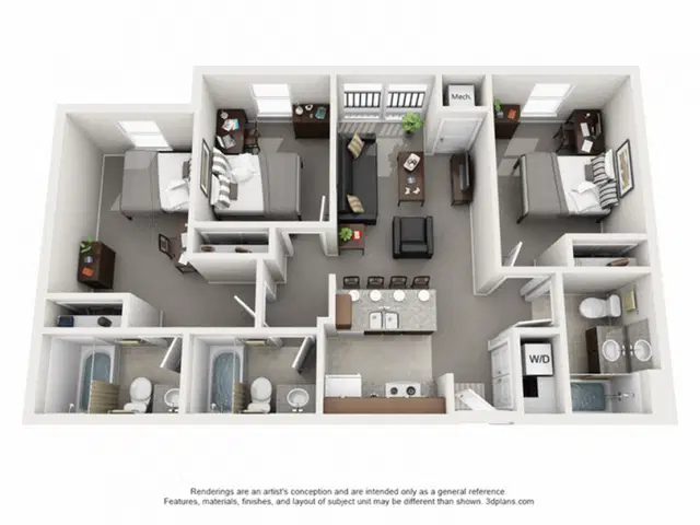 The Courtyards, Ann Arbor – 3 Bedroom 3 Bathroom