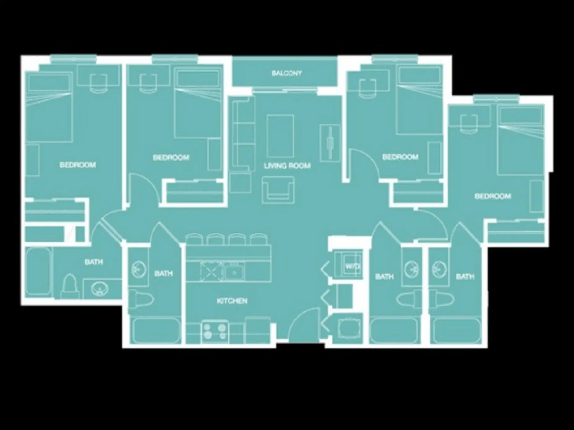 4th Street Commons, Miami – Private Room (4 Bed 4 Bath)
