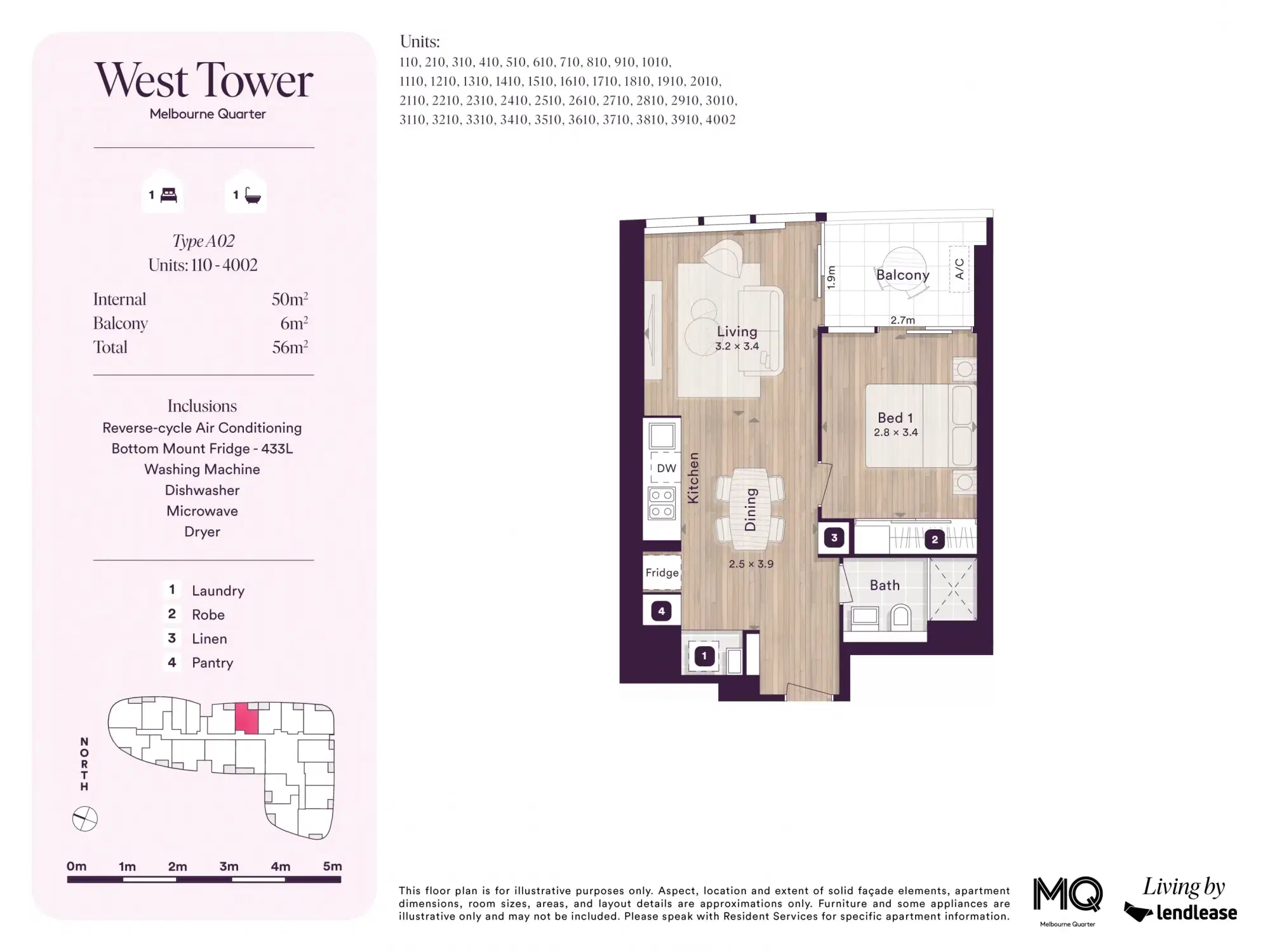 West Tower, Melbourne Quarter, Melbourne – 1 Bed 1 bath Apartment (F)