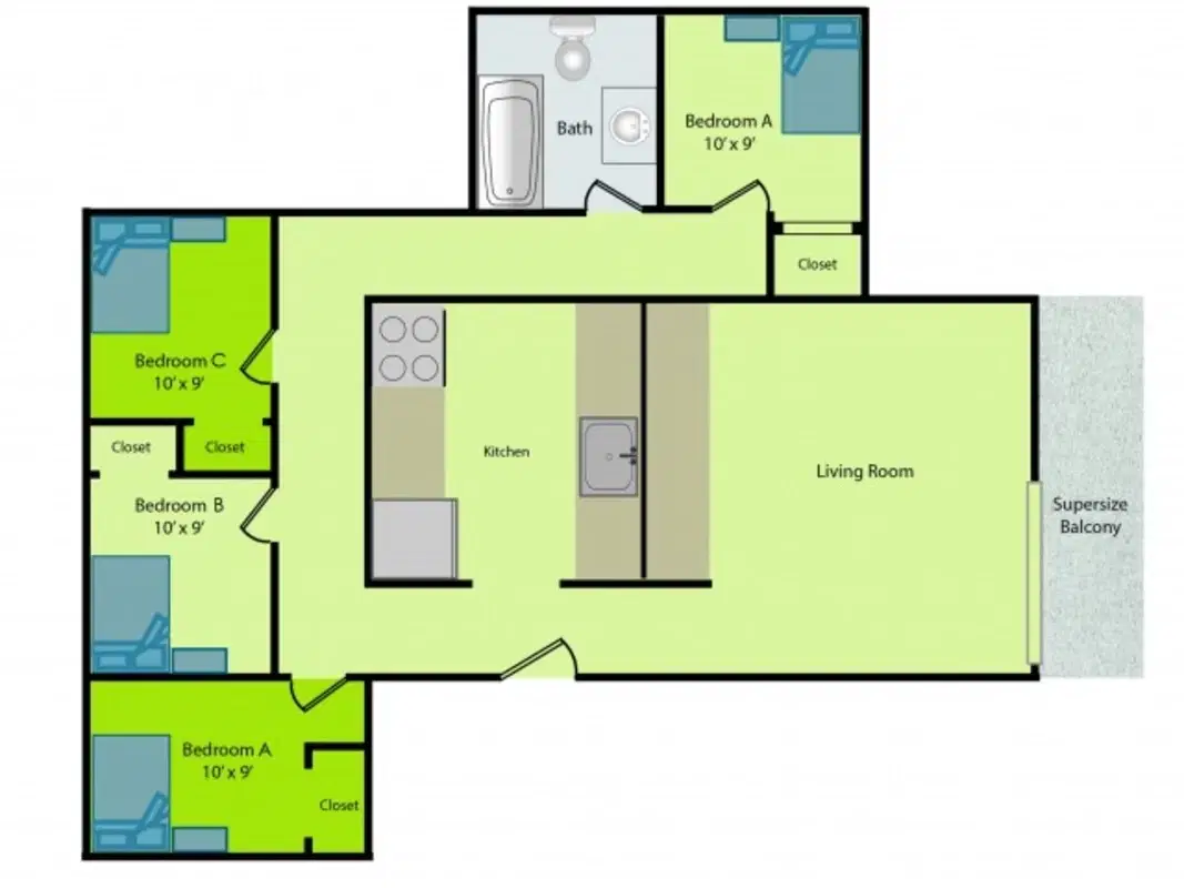 C2 Collegiate Communities, West Lafayette – 4 Bedroom 1 Bathroom