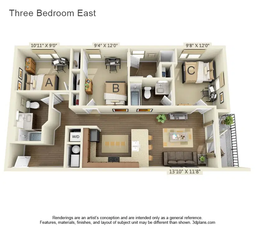 75 E. Armory, Champaign – Room in 3 Bedroom 3 Bathroom | A Loft