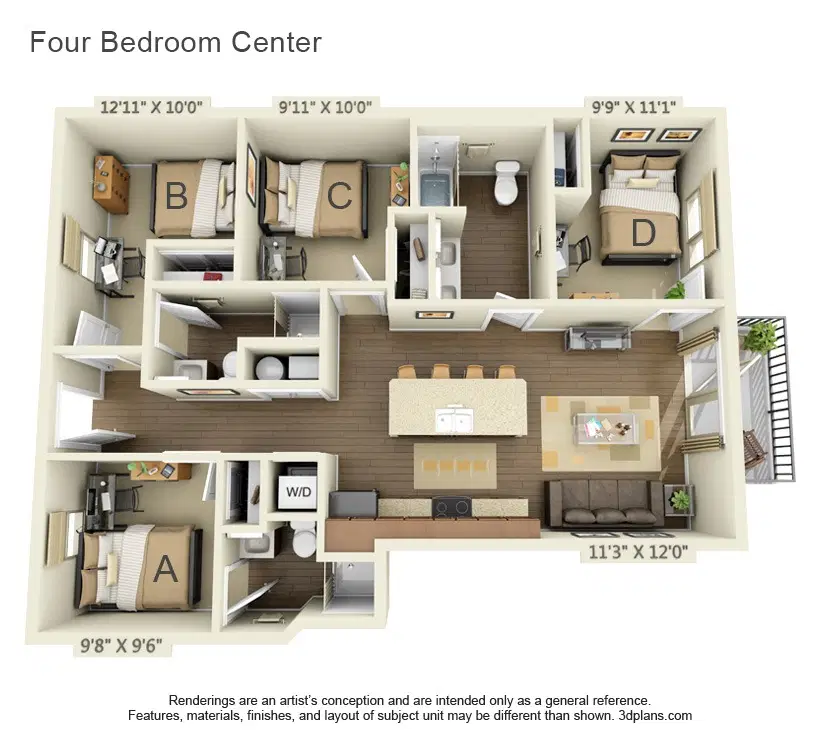 75 E. Armory, Champaign – Room in 4 Bedroom 3 Bathroom | B