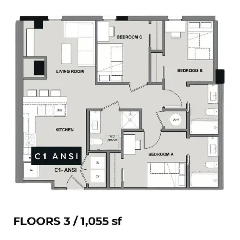 Inspire On 22nd, Austin – Room in 3 Bedroom 3 Bathroom | C1