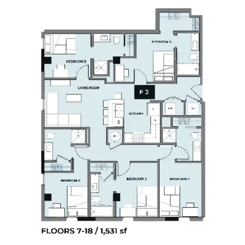 Inspire On 22nd, Austin – Room in 5 Bedroom 5 Bathroom | F2