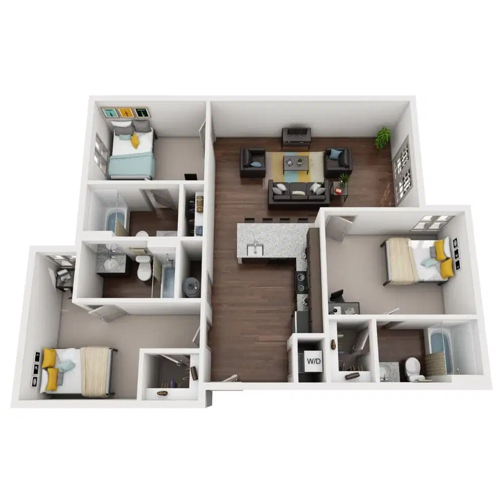 Luxe on West Call, Tallahassee – 3 Bedroom 3 Bathroom