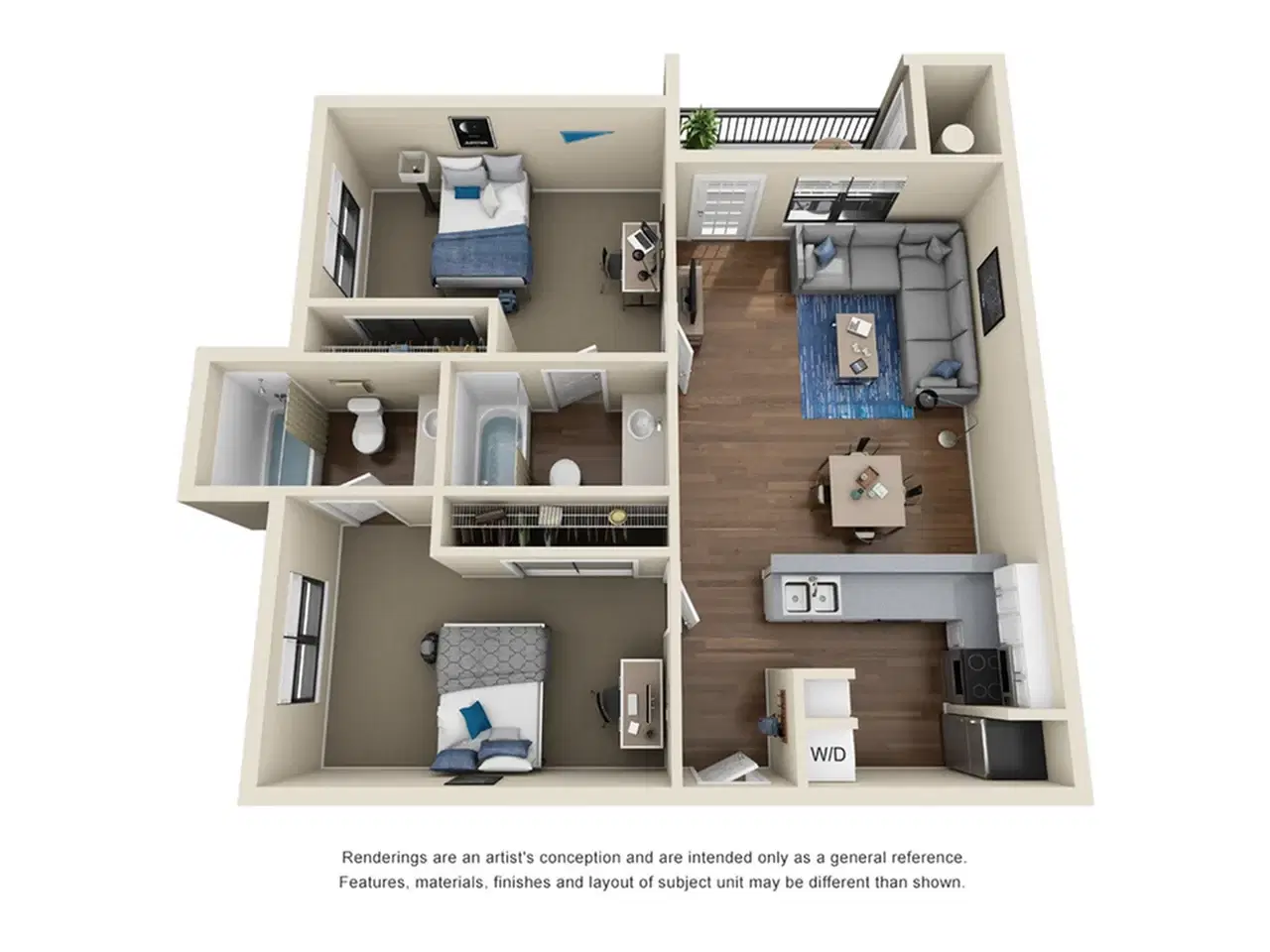 The Wilde, Raleigh – 2 Bedroom 2 Bathroom