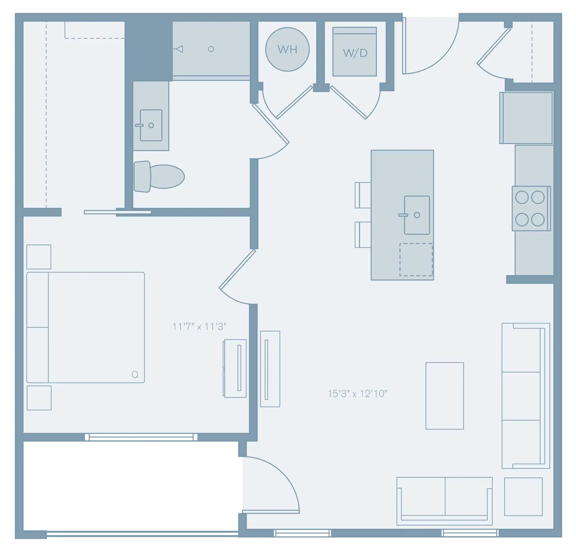The Residences At The Sutton, Columbus – Room in 1 Bedroom 1 Bathroom | A6