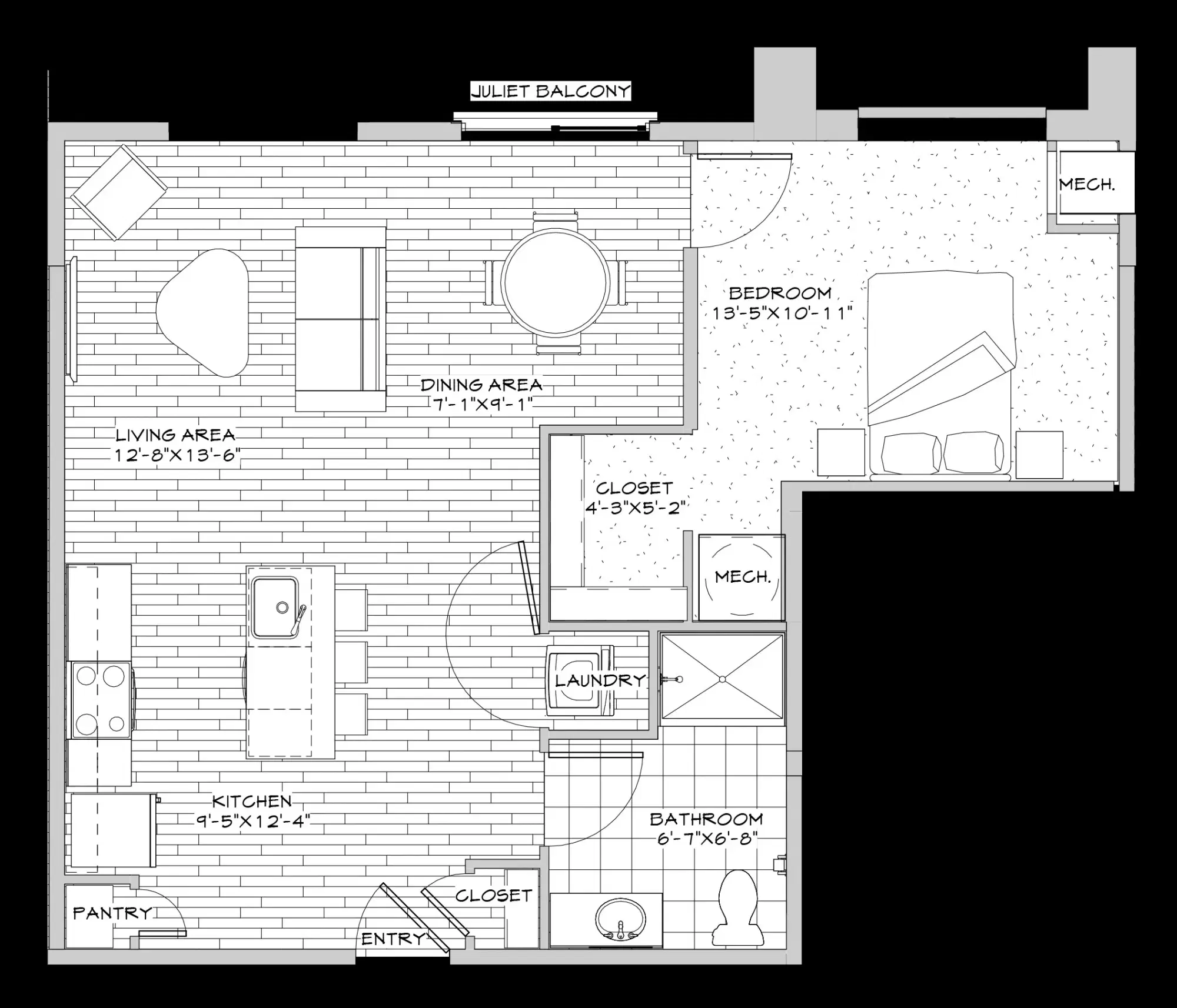The Jerome, Columbus – 1 Bed 1.5 Bath | B.7