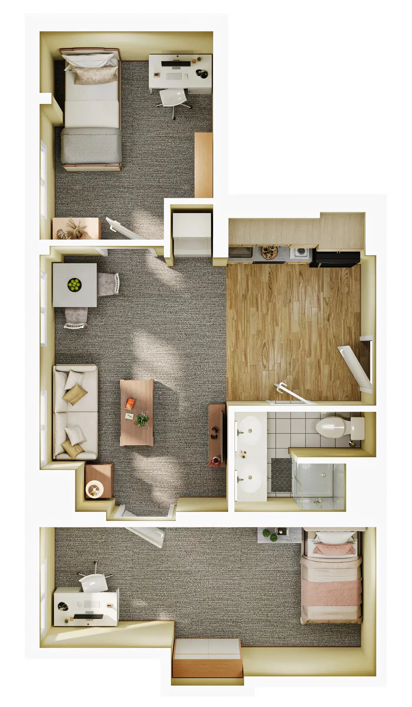 Towers on State, Madison – 2 Bedroom 1 Bathroom