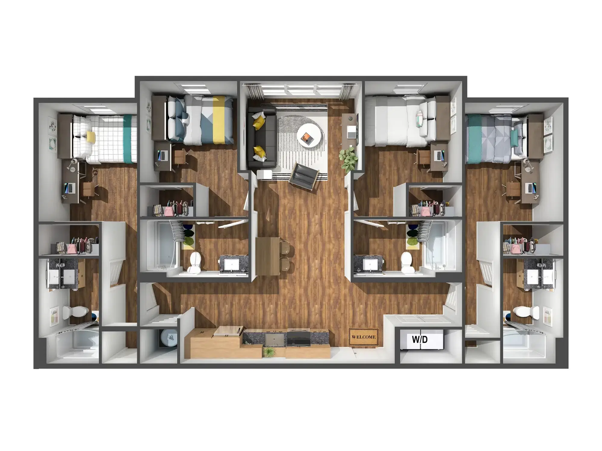 The Marshall on 3rd, Birmingham – Room in 4 Bedroom 4 Bathroom | D1